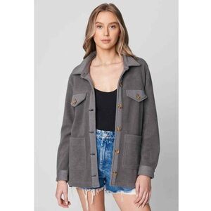 Blank NYC Gray Right For Me Fleece Shacket Size S